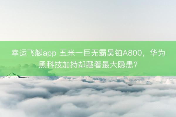 幸运飞艇app 五米一巨无霸昊铂A800,华为黑科技加持却藏着最大隐患?