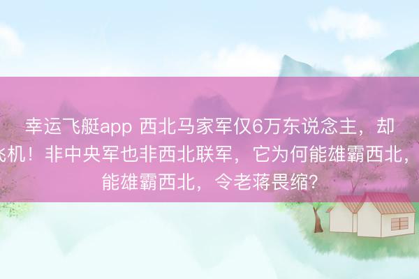 幸运飞艇app 西北马家军仅6万东说念主,却领有上百架飞机!非中央军也非西北联军,它为何能雄霸西北,令老蒋畏缩?